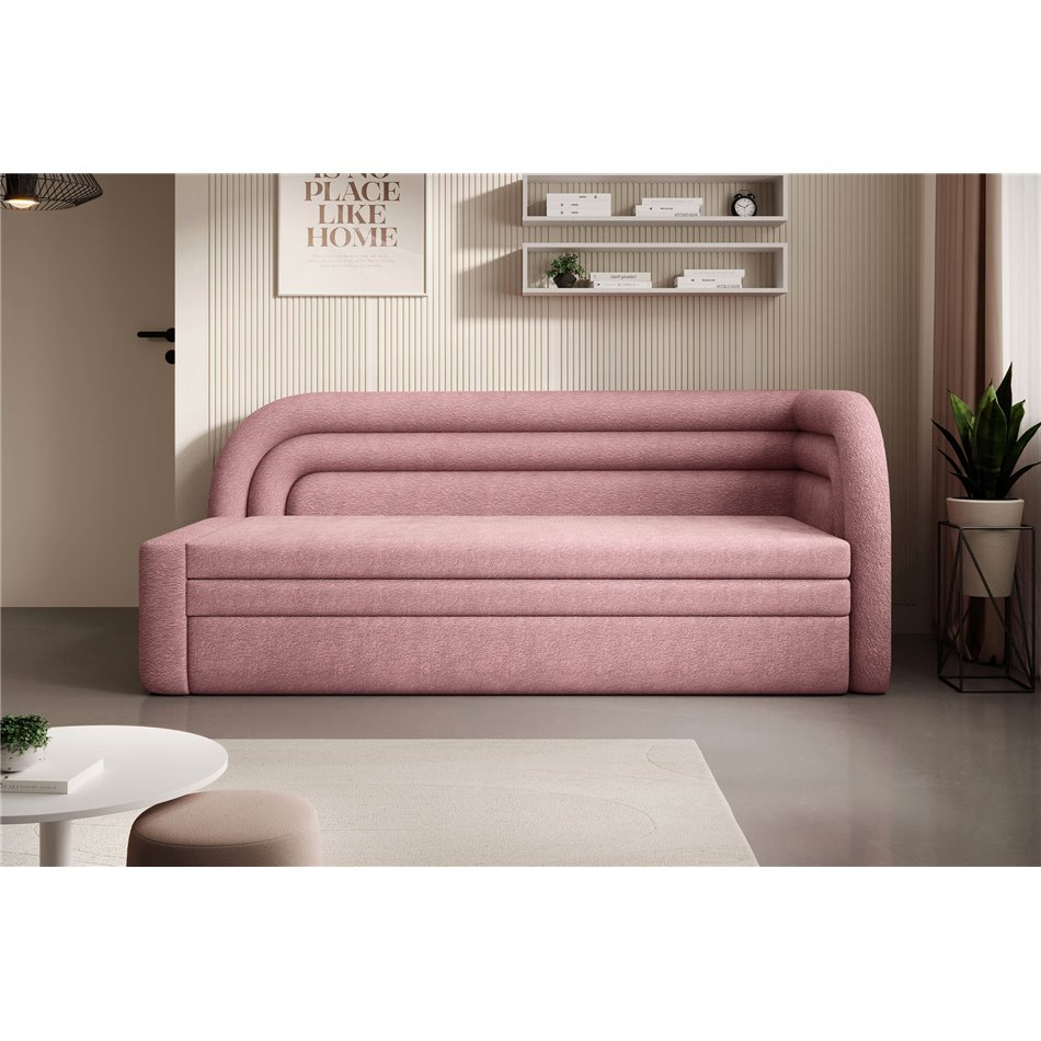 Sofa bed Elfabilo R, sleeping function, Touch 24, textured velvet, pink, H80x86x223cm