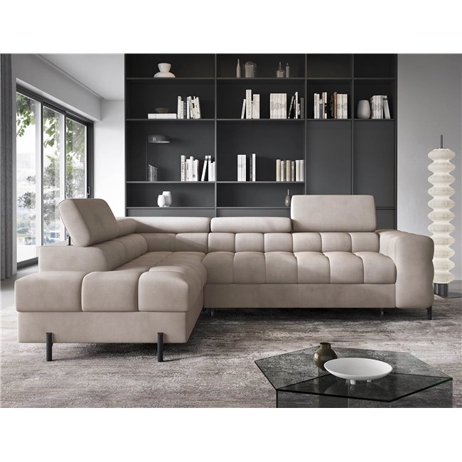 Corner sofa Elferucce L, sleeping function, Paros 02, beige, H93x200x276cm