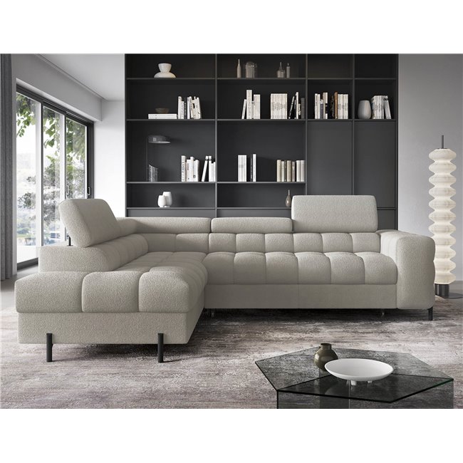 Corner sofa Elferucce L, sleeping function, Royal 20, bouclé, beige, H93x200x276cm