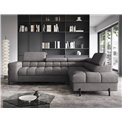 Corner sofa Elferucce R, sleeping function, Aura 04, velvet, grey, H93x200x276cm