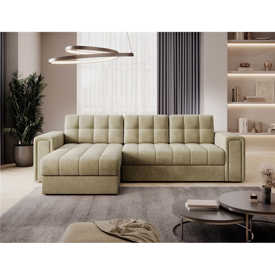 Угловой диван Elveni L/R Reversible, раздвижной, Монолит 04, бежевый, H82x150x260см