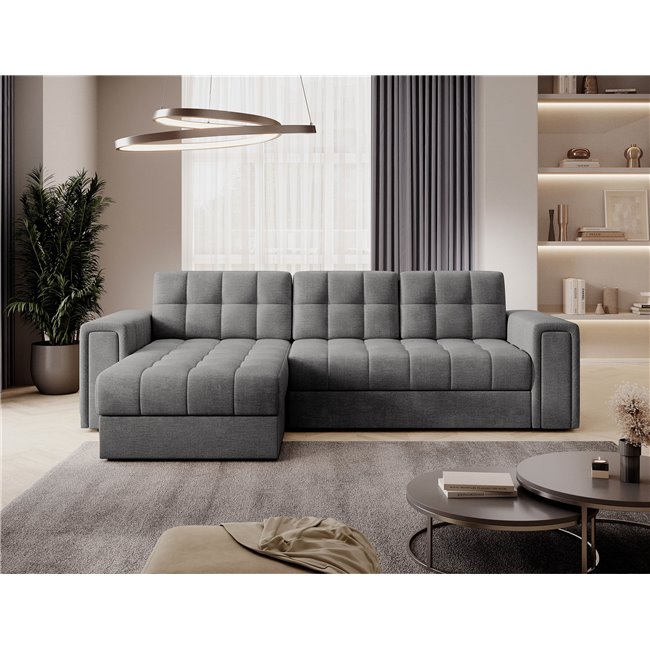 Угловой диван Elveni L/R Reversible, раздвижной, Монолит 85, серый, H82x150x260см