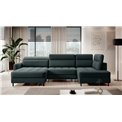 U shape sofa Elberto L, sleeping function, Manhattan 38, velvet, green, H100x165x306cm