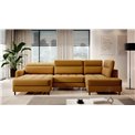 U shape sofa Elberto L, sleeping function, Manhattan 45, velvet, yellow, H100x165x306cm
