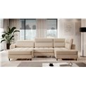 U shape sofa Elberto L, sleeping function, Toscany 18, velvet, beige, H100x165x306cm