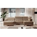 U shape sofa Elberto L, sleeping function, Toscany 20, velvet, brown, H100x165x306cm