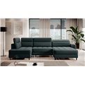 U shape sofa Elberto R, sleeping function, Manhattan 38, velvet, green, H100x165x306cm