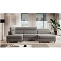 U shape sofa Elberto R, sleeping function, Raquel 04, grey, H100x165x306cm