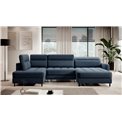 U shape sofa Elberto R, sleeping function, Raquel 40, blue, H100x165x306cm