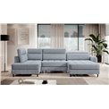 U shape sofa Elberto R, sleeping function, Aubron 100, wavy velvet, blue, H100x165x306cm