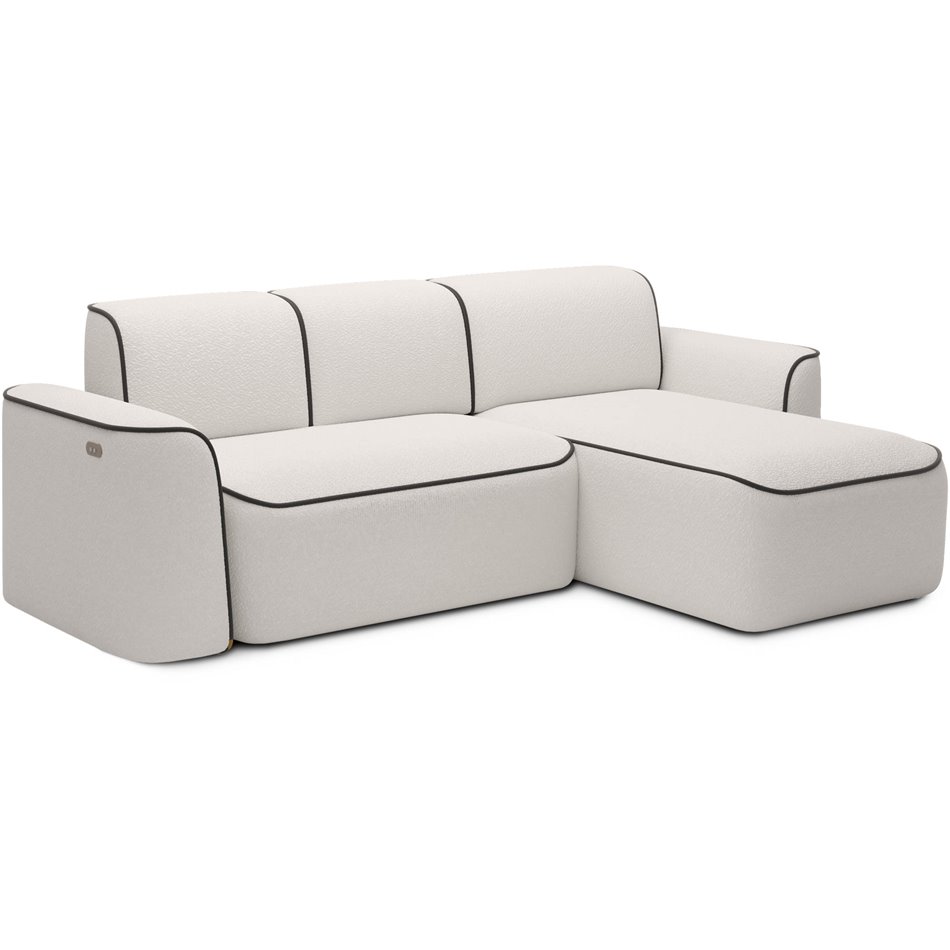 Угловой диван Elume R, с механизмом раскладыванием, Royal 01, Velvetmat 22, букле, белый, H88x190x287см