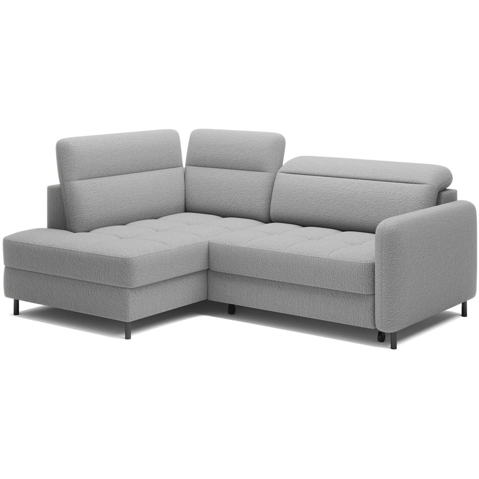 Corner sofa Elbare L, sleeping function, Royal 04, bouclé, grey, H100x160x208cm