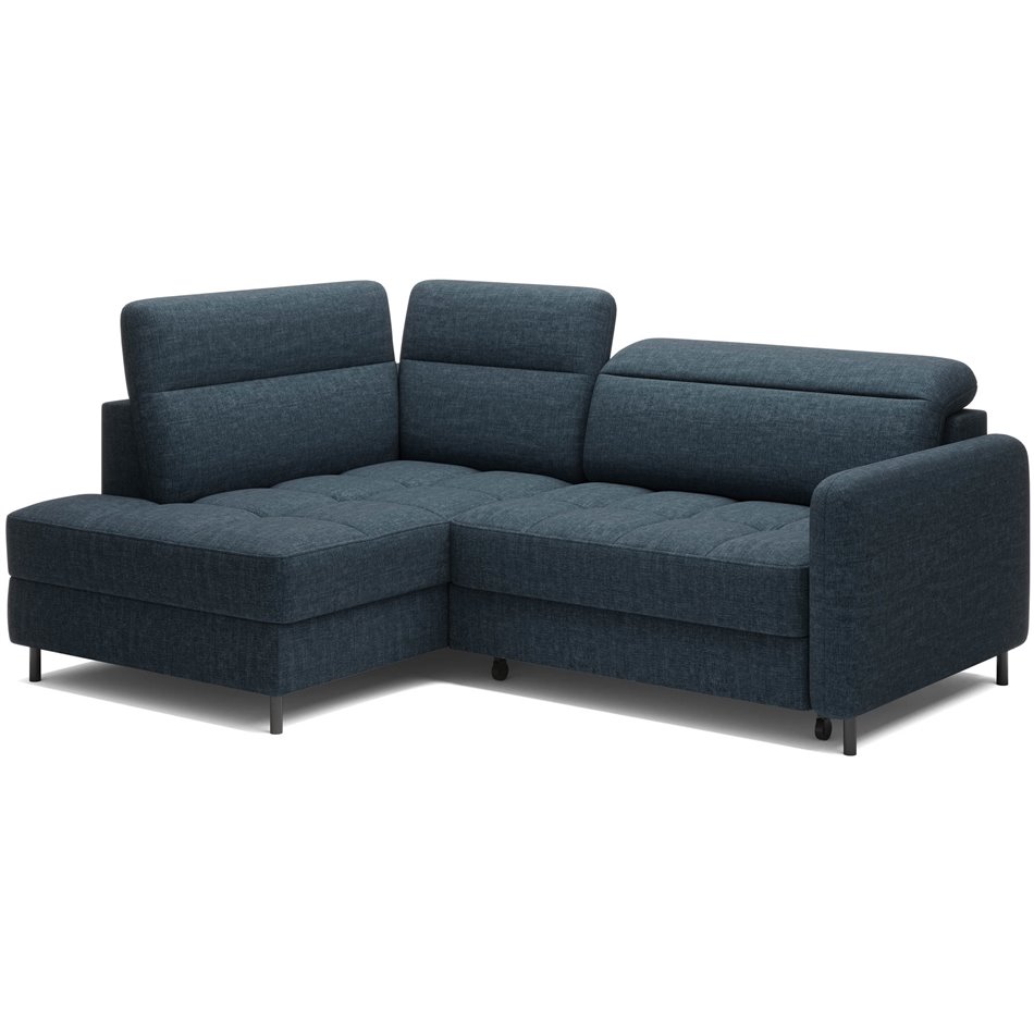 Угловой диван Elbare L, раздвижной, Manhattan 40, бархат, темно-синий, H100x160x208см