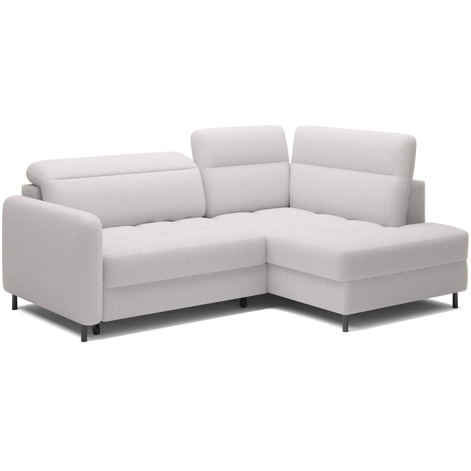 Угловой диван Elbare R, раздвижной, Royal 01, букле, белый, H100x160x208см