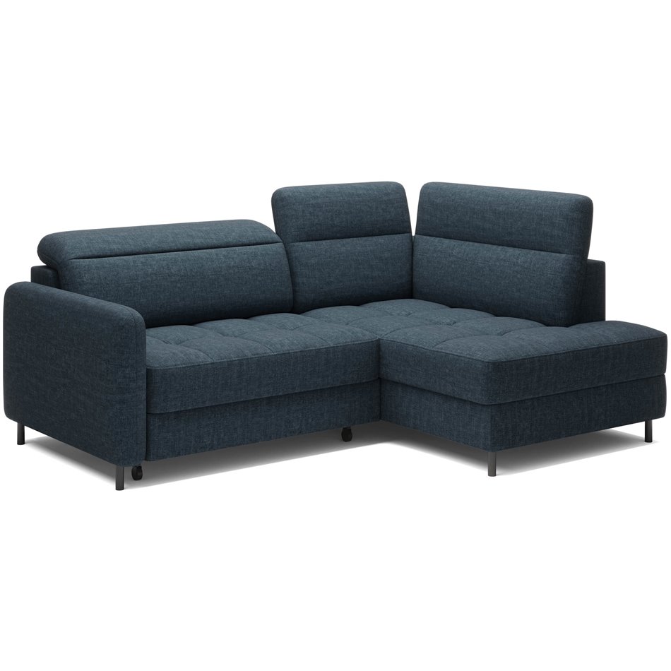 Corner sofa Elbare R, sleeping function, Manhattan 40, velvet, dark blue, H100x160x208cm
