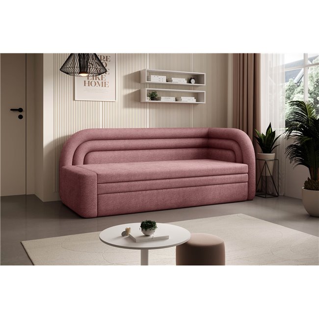 Sofa bed Elfabilo R, sleeping function, Touch 24, textured velvet, pink, H80x86x223cm