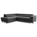 Corner sofa Elferucce L, sleeping function, Paros 06, dark grey, H93x200x276cm