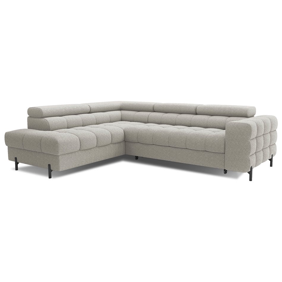 Corner sofa Elferucce L, sleeping function, Royal 20, bouclé, beige, H93x200x276cm