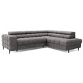 Corner sofa Elferucce R, sleeping function, Aura 04, velvet, grey, H93x200x276cm