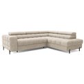 Corner sofa Elferucce R, sleeping function, Aura 18, velvet, beige, H93x200x276cm