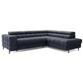 Corner sofa Elferucce R, sleeping function, Aura 40, velvet, dark blue, H93x200x276cm