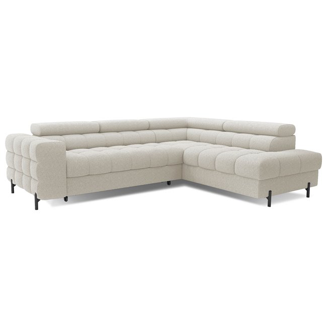 Corner sofa Elferucce R, sleeping function, Royal 18, bouclé, beige, H93x200x276cm