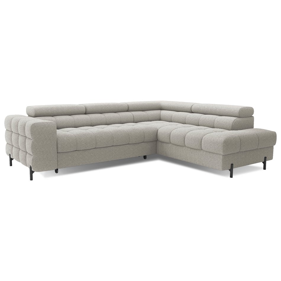 Corner sofa Elferucce R, sleeping function, Royal 20, bouclé, beige, H93x200x276cm