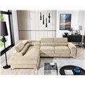 Угловой диван Elaunce L, раздвижной, Monolith 04, бархат, бежевый, H92x205x278см
