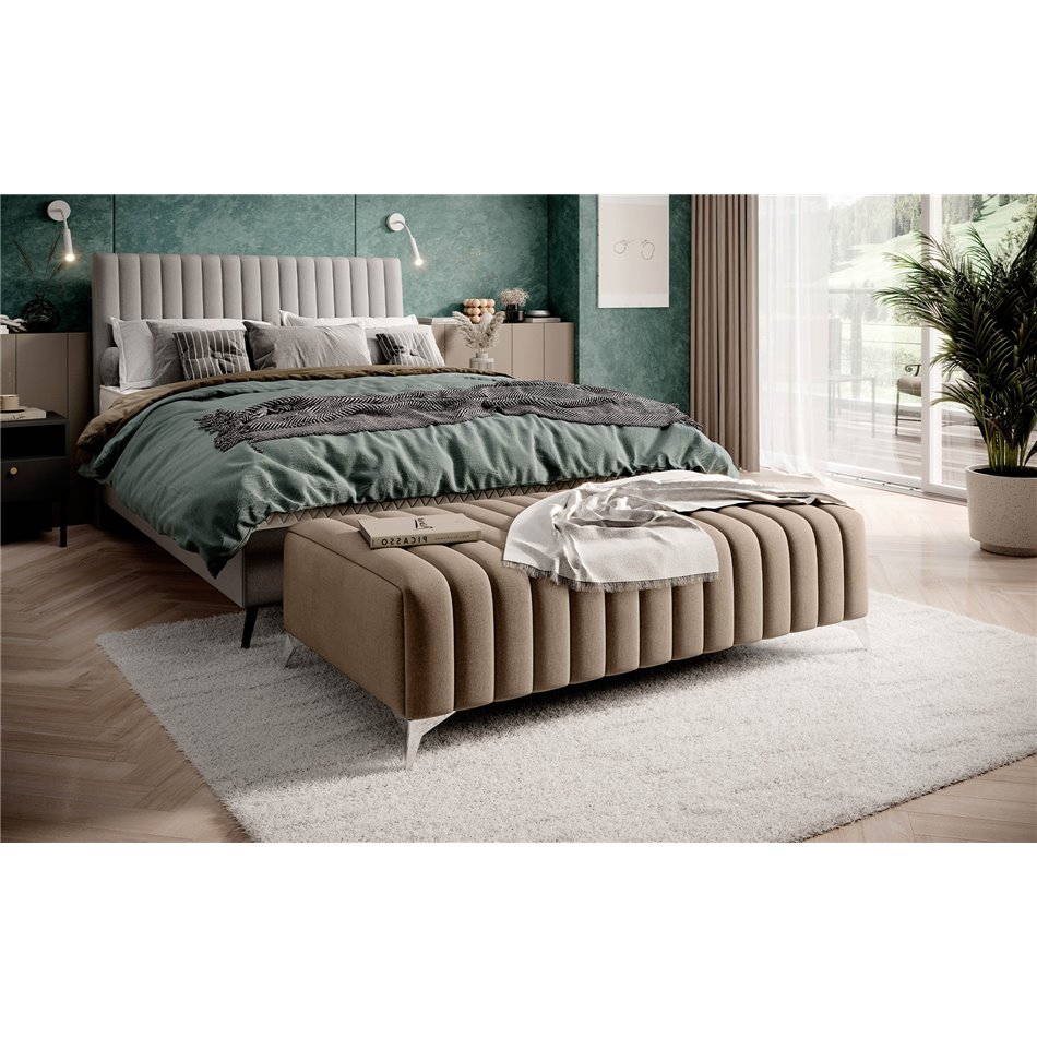 Bench Elaurence Nube 20, velvet, beige, H36xx132cm