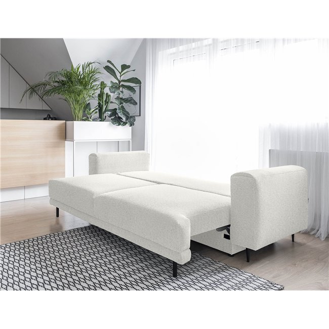 Sofa bed Edalia Royal 01, bouclé, white, H90x95x260cm