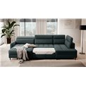 U shape sofa Elberto L, sleeping function, Manhattan 38, velvet, green, H100x165x306cm