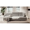 U shape sofa Elberto L, sleeping function, Raquel 03, grey, H100x165x306cm