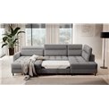 U shape sofa Elberto L, sleeping function, Toscany 03, velvet, grey, H100x165x306cm