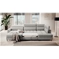 U shape sofa Elberto L, sleeping function, Aubron 04, wavy velvet, grey, H100x165x306cm