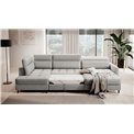 U shape sofa Elberto R, sleeping function, Aubron 04, wavy velvet, grey, H100x165x306cm