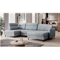 U shape sofa Elberto R, sleeping function, Aubron 100, wavy velvet, blue, H100x165x306cm