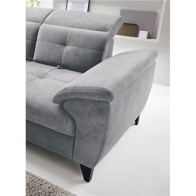 Corner sofa Elinferne L, sleeping function, Relax 04, velvet, grey, H107x210x297cm