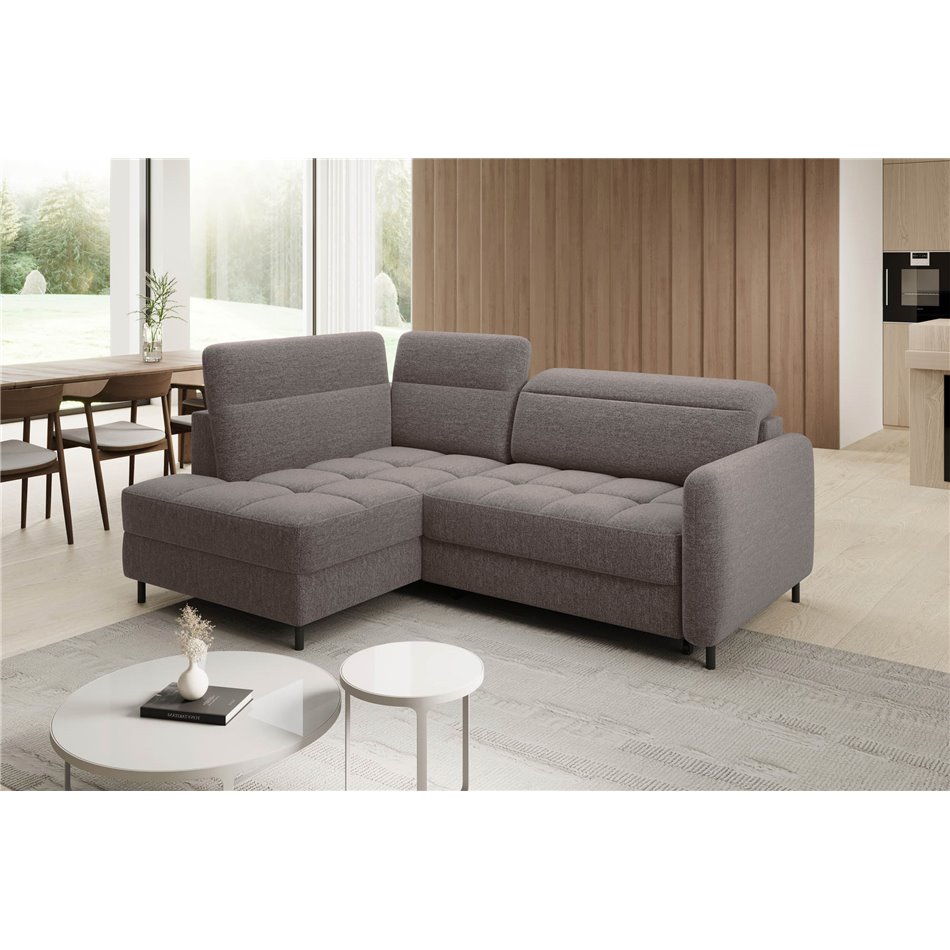 Corner sofa Elbare L, sleeping function, Aspen 20, brown, H100x160x208cm