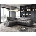 Corner sofa Elferucce L, sleeping function, Aura 04, velvet, grey, H93x200x276cm