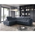 Corner sofa Elferucce L, sleeping function, Aura 40, velvet, dark blue, H93x200x276cm