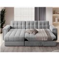 Corner sofa Elveni L/R Reversible, sleeping function, Monolith 84, velvet, grey, H82x150x260cm