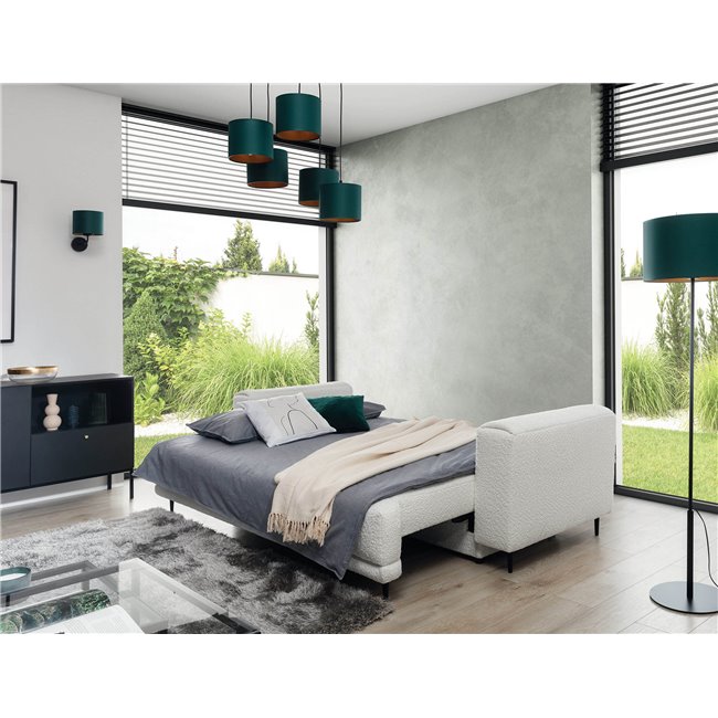 Sofa bed Edalia Royal 01, bouclé, white, H90x95x260cm