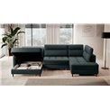 U shape sofa Elberto L, sleeping function, Manhattan 38, velvet, green, H100x165x306cm