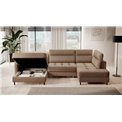 U shape sofa Elberto L, sleeping function, Toscany 20, velvet, brown, H100x165x306cm