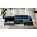 U shape sofa Elberto L, sleeping function, Toscany 40, velvet, blue, H100x165x306cm