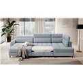 U shape sofa Elberto L, sleeping function, Aubron 100, wavy velvet, blue, H100x165x306cm