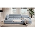 U shape sofa Elberto R, sleeping function, Aubron 100, wavy velvet, blue, H100x165x306cm