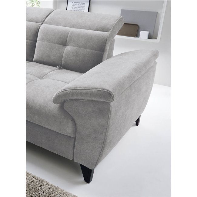 Corner sofa Elinferne L, sleeping function, Raquel 04, grey, H107x210x297cm