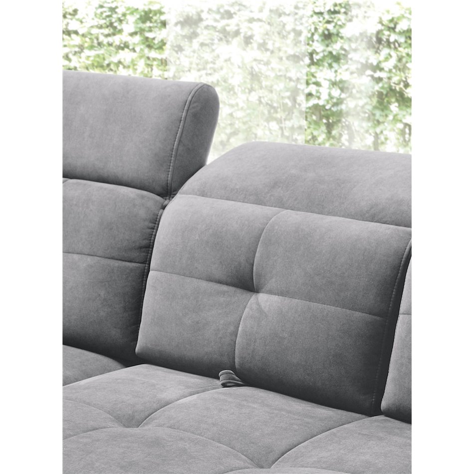 Corner sofa Elinferne L, sleeping function, Relax 04, velvet, grey, H107x210x297cm