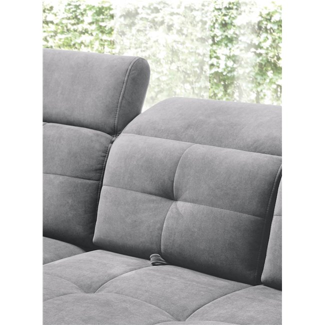 Corner sofa Elinferne L, sleeping function, Relax 04, velvet, grey, H107x210x297cm